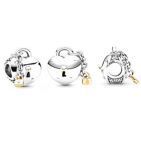 Sterling silver 925 Heart and lock, bead on love bracelet