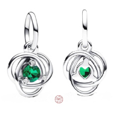 Charm Sterling silver 925 Green eternity circle May, pendant on bracelet symbol