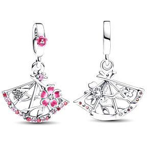 Charm Sterling Silver 925 King of Glory Fan Xiao Qiao Peach Blossom Fan, Pendant Bracelet Symbol