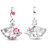 Charm Sterling Silver 925 King of Glory Fan Xiao Qiao Peach Blossom Fan, Pendant Bracelet Symbol