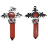 Jasper cross made of alloy and natural stone 5.3 x 3.7 x 12 mm