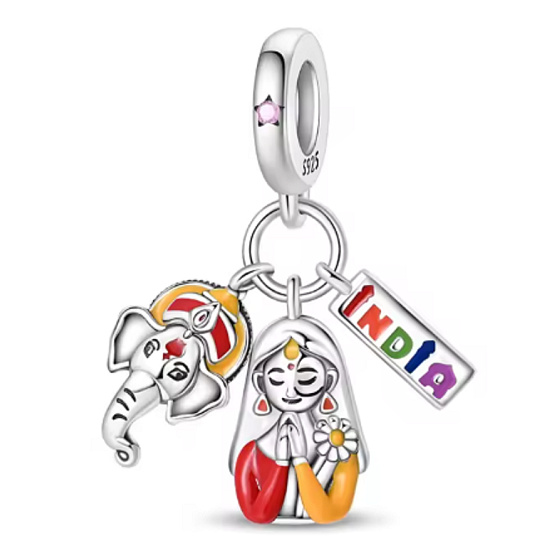 Charm Ganesha and Namaste – 3-in-1 symbol of luck, protection, and a reminder of the land of colors | Travel bracelet pendant