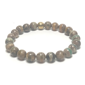 Agate Tibetan bracelet elastic natural stone, ball 8 mm / 16 - 17 cm