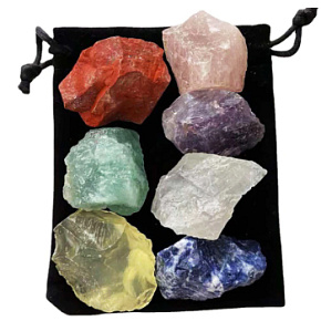 7 chakras set of raw natural stones, 20 - 30 mm