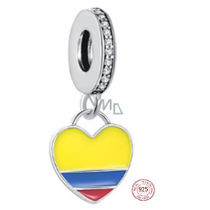 Charm Sterling Silver 925 Colombian Flag Heart - I Love Colombia, Travel Bracelet Pendant Charm Sterling Silver 925 Colombian Flag Heart - I Love Colombia, Travel Bracelet Pendant