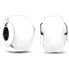 Charm Sterling silver 925 White Murano glass bead on bracelet symbol