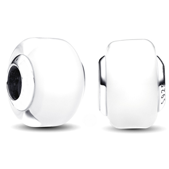 Charm Sterling silver 925 White Murano glass bead on bracelet symbol