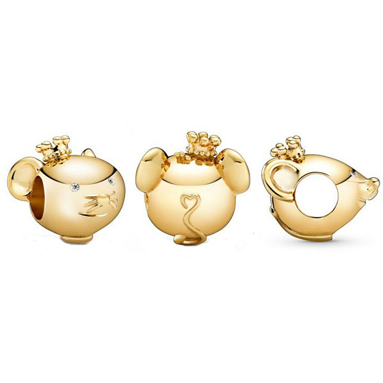 Charm Sterling silver 925 Rat is the first animal in the 12-year cycle of the Chinese zodiac, bead for bracelet
