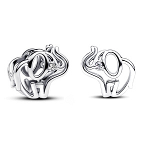 Charm Sterling silver 925 Impressive elephant bead on animal bracelet