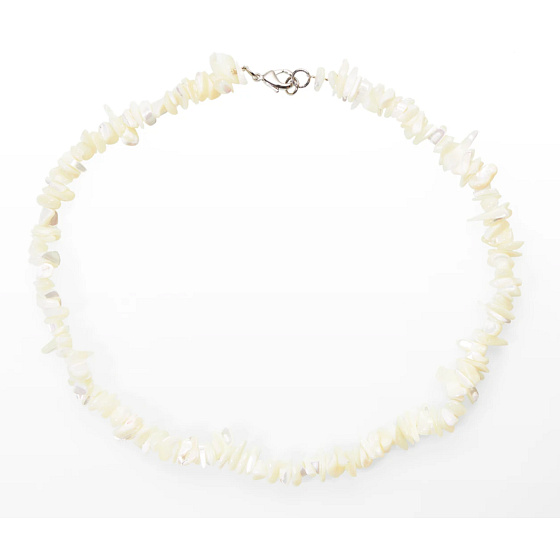 Mother-of-pearl necklace natural stone chipped 40 - 45 cm, symbol of femininity