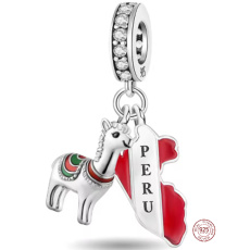Charm Sterlingové stříbro 925 Peru – energie And, tradice a duch dobrodružství 2v1, přívěsek na náramek cestování
