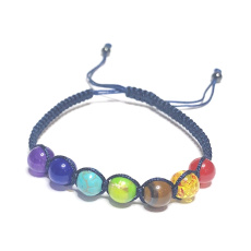 7 chakras healing bead bracelet handmade knitted, blue, balancing beads