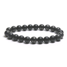 Shungite bracelet elastic natural stone, ball 8 mm / 16 - 17 cm, stone of life