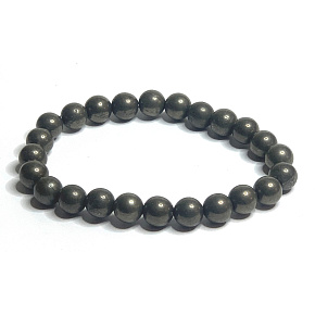 Pyrite bracelet elastic natural stone, ball 8 mm / 16-17 cm, master of self-confidence and abundance