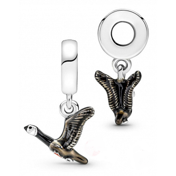 Sterling Silver 925 Canada Goose and Maple Leaf Pendant Travel Bracelet