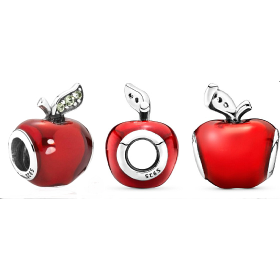 Charm Sterling silver 925 Disney Snow White Apple bead on food bracelet