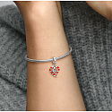 Charm Sterling silver 925 Two heart shaped lollipops - Sweet Christmas, pendant for bracelet
