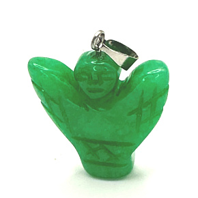 Chalcedony Angel, angel wings pendant natural stone hand cut 25 x 21 x 5 mm, stone of love, joy