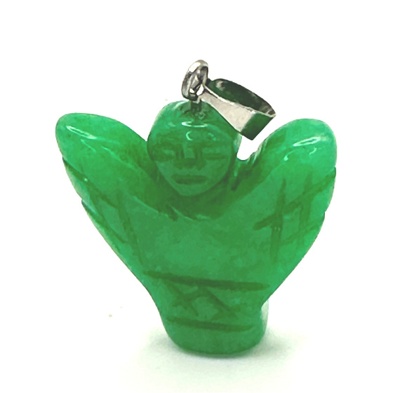 Chalcedony Angel, angel wings pendant natural stone hand cut 25 x 21 x 5 mm, stone of love, joy