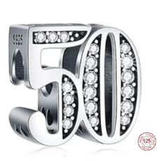 Charm Sterling silver 925 50th anniversary, bead on bracelet