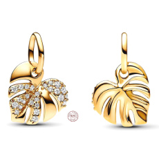 Charm Sterling silver 925 Tropical Plant Monstera, plant bracelet pendant