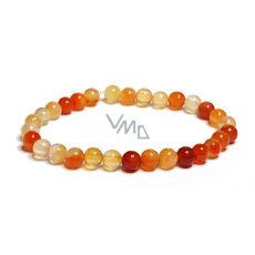 Agate orange bracelet elastic natural stone, ball 6 mm / 16 - 17 cm