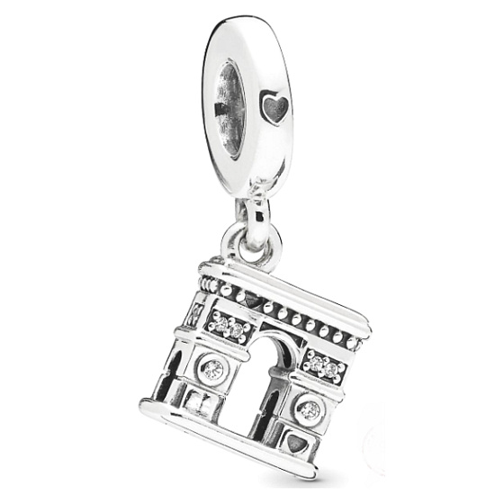 Sterling silver 925 Arc de Triomphe pendant on travel bracelet