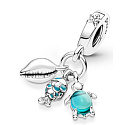 Charm Sterling Silver 925 Fish, Sea Turtle, and Shell 3-in-1, Sea Bracelet Pendant