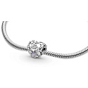 Charm Sterling silver 925 Heart with daisies for mom, bead on bracelet family