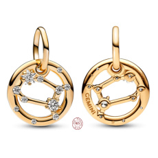 Charm Sterling Silver 925 Gold Plated Zodiac Sign Gemini, Pendant Bracelet Charm Sterling Silver 925 Gold Plated Zodiac Sign Gemini, Pendant Bracelet
