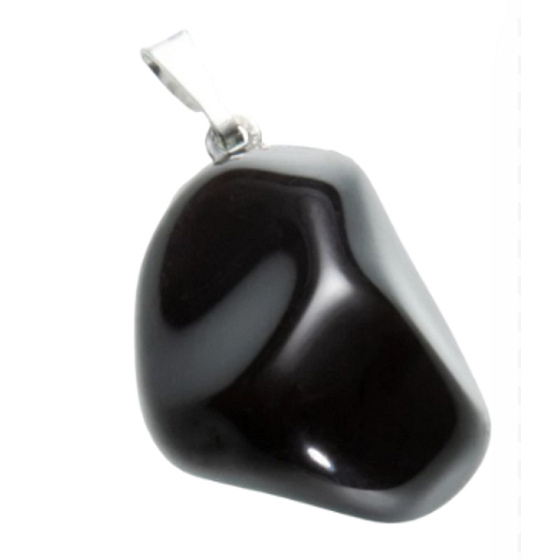 Obsidian black Trommel pendant natural stone M, approx. 3 cm, rescue stone
