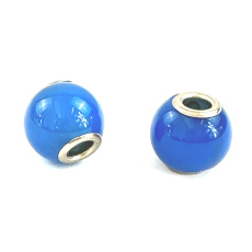 Agate blue, bead pendant round natural stone 14 mm, hole 4,2 mm 1 piece