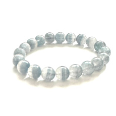 Fluorite striped bracelet elastic natural stone, ball 9 - 10 mm / 16 -17 cm, genius stone