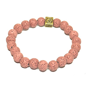 Lava pink with royal mantra Om, bracelet elastic natural stone, ball 8 mm / 16-17 cm, born of the four elements Lava pink with royal mantra Om, bracelet elastic natural stone, ball 8 mm / 16-17 cm, born of the four elements