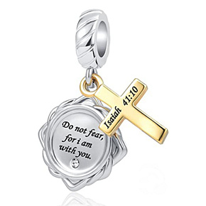 Sterling silver 925 Religious spells Isah 41:10, 2in1 pendant for bracelet