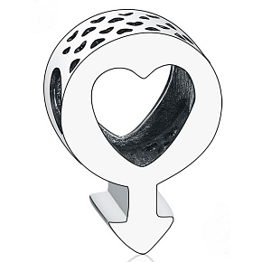 Charm Sterling silver 925 Male symbol, heart, bead on bracelet symbol