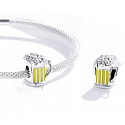 Charm Sterling silver 925 Beer, bead for bracelet, food and drink