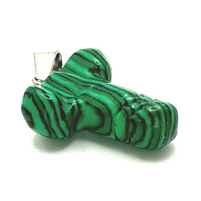 Malachite Penis for happiness, hand cut pendant approx. 11 x 22 mm, stone of fulfilled wishes