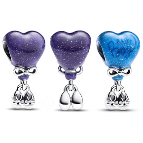 Charm Sterling silver 925 Heart and booties, Baby boy - Baby boy, bead on bracelet family