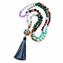 108 Mala 7 chakra necklace, NOC meditation jewelry, natural stone, elastic, tassel 8 cm, bead 6+8 mm