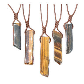 Tiger eye pendant adjustable size, stone approx. 3,5 - 5 cm, rope adjustable size approx. 60 - 70 cm, sun and earth stone, brings luck and wealth
