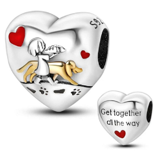 Sterling silver 925 Dog and I - connect all the way, bead on a pet bracelet