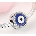 Charm Sterling silver 925 Greek blue eye, protective amulet, bead on bracelet symbol