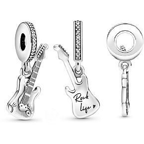 Charm Sterling Silver 925 Electric Guitar Pendant Bracelet Interests