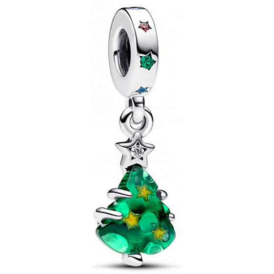 Charm Sterling silver 925 Glittering Christmas tree, Christmas bracelet pendant