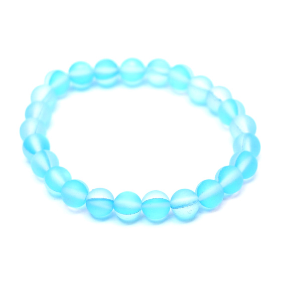Opalite turquoise matt bracelet elastic, synthetic stone ball 6 mm / 16 cm, for children, wishing and hope stone