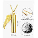 Commemorative urn pendant, angel wings gold waterproof, stainless steel 9 x 37 mm + chain 56 cm