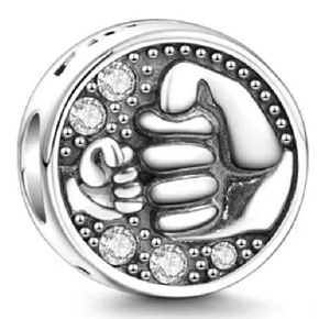 Charm Sterling silver 925 Fist - greeting, bead for friendship bracelet