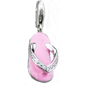 Charm Sterling silver 925 Jacket - pink slippers, lobster clasp pendant on bracelet symbol Charm Sterling silver 925 Jacket - pink slippers, lobster clasp pendant on bracelet symbol