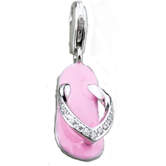 Charm Sterling silver 925 Jacket - pink slippers, lobster clasp pendant on bracelet symbol